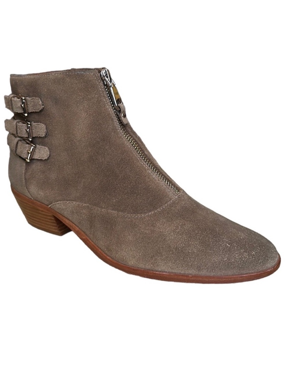 Rebecca Minkoff Alex Bootie in Bark Front Zip Suede Ankle Boots size 9